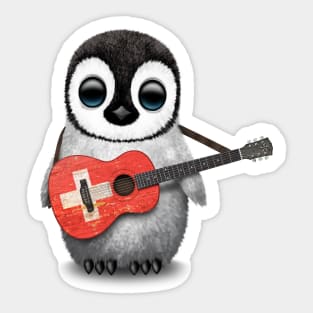 Baby Penguin Playing Swiss Flag Guitar Sticker